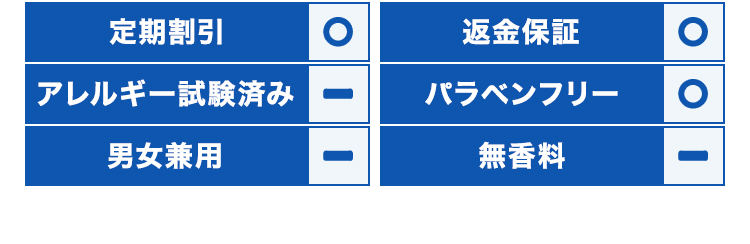 定期割引/返金保証/パラベンフリー/