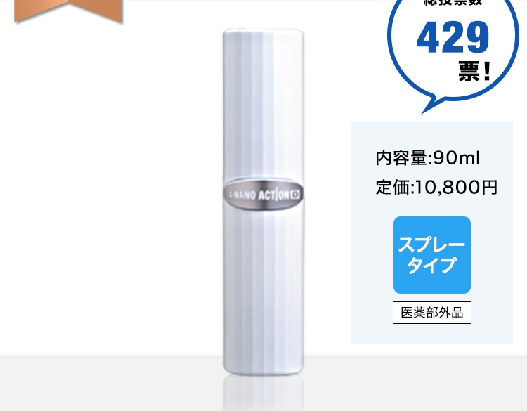 総投票数429票！内容量:90ml 定価:10,800円スプレータイプ医薬部外品